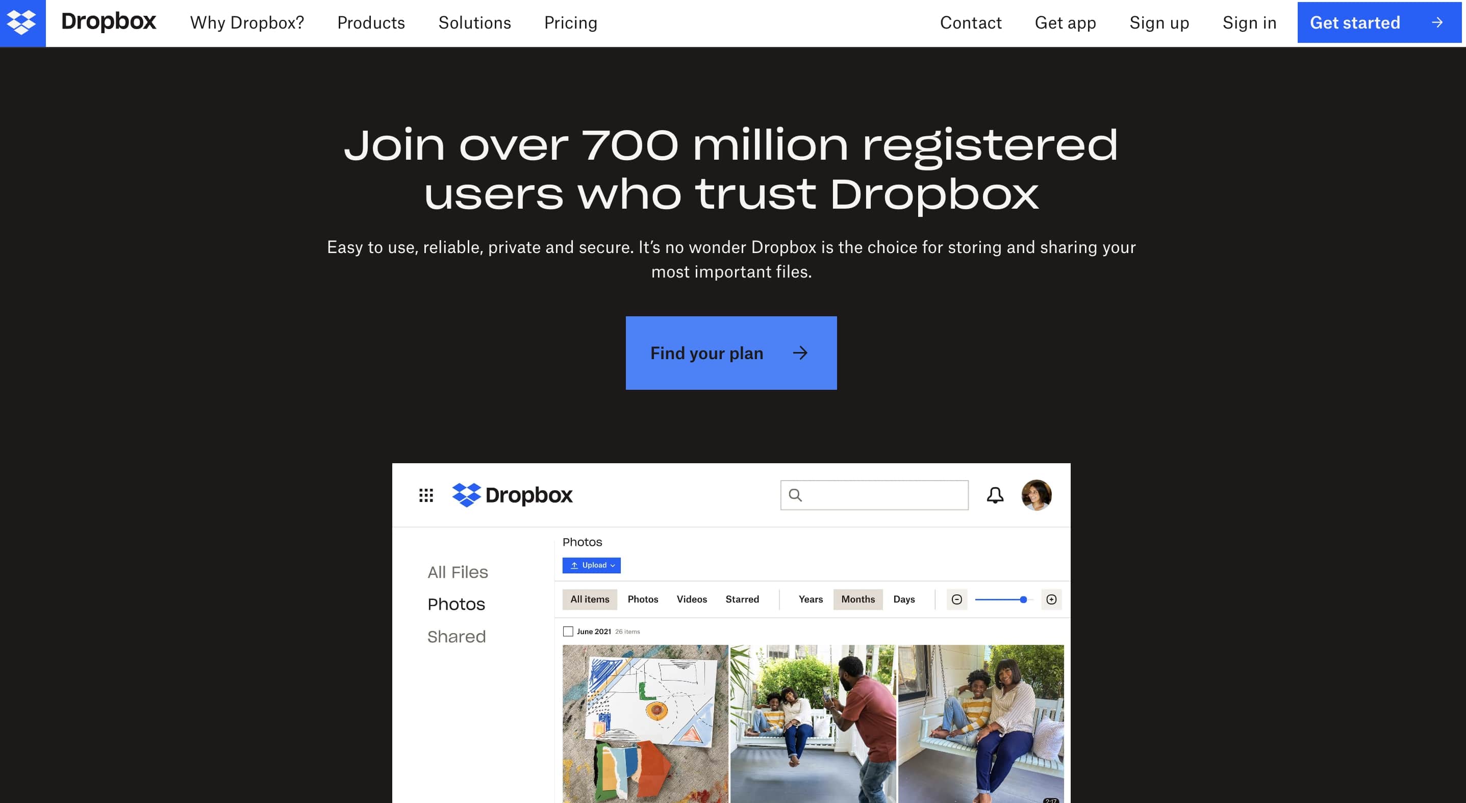 Droppbox website screenshot